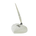 Porcelain Wedding Ring Pen W/ Heart Stand